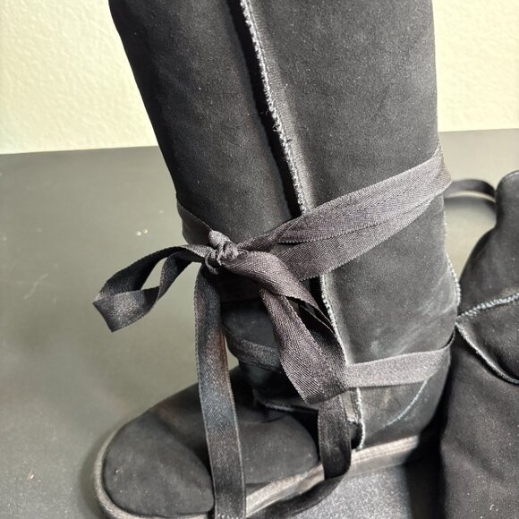 Black EMU Australia Merino Wool Lined Ribbon Boot sz 8 - Picture 6 of 9
